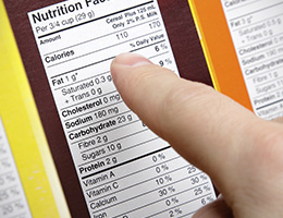 Close-up of a nutrition facts label.